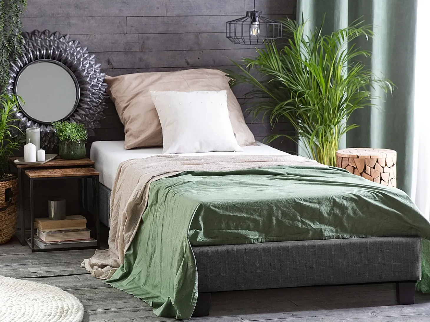 Discount Łóżko bez zagłówka ROANNE 90 x 200 cm Szary Łóżka Tapicerowane|Wszystkie Łóżka