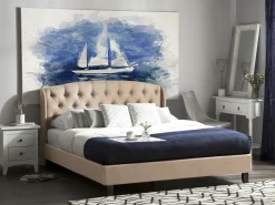 Sale Łóżko BORDEAUX 180 x 200 cm Beżowy Łóżka Tapicerowane|Łóżka Podwójne