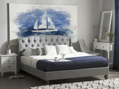 Online Łóżko BORDEAUX 180 x 200 cm Jasnoszary Łóżka Tapicerowane|Łóżka Podwójne