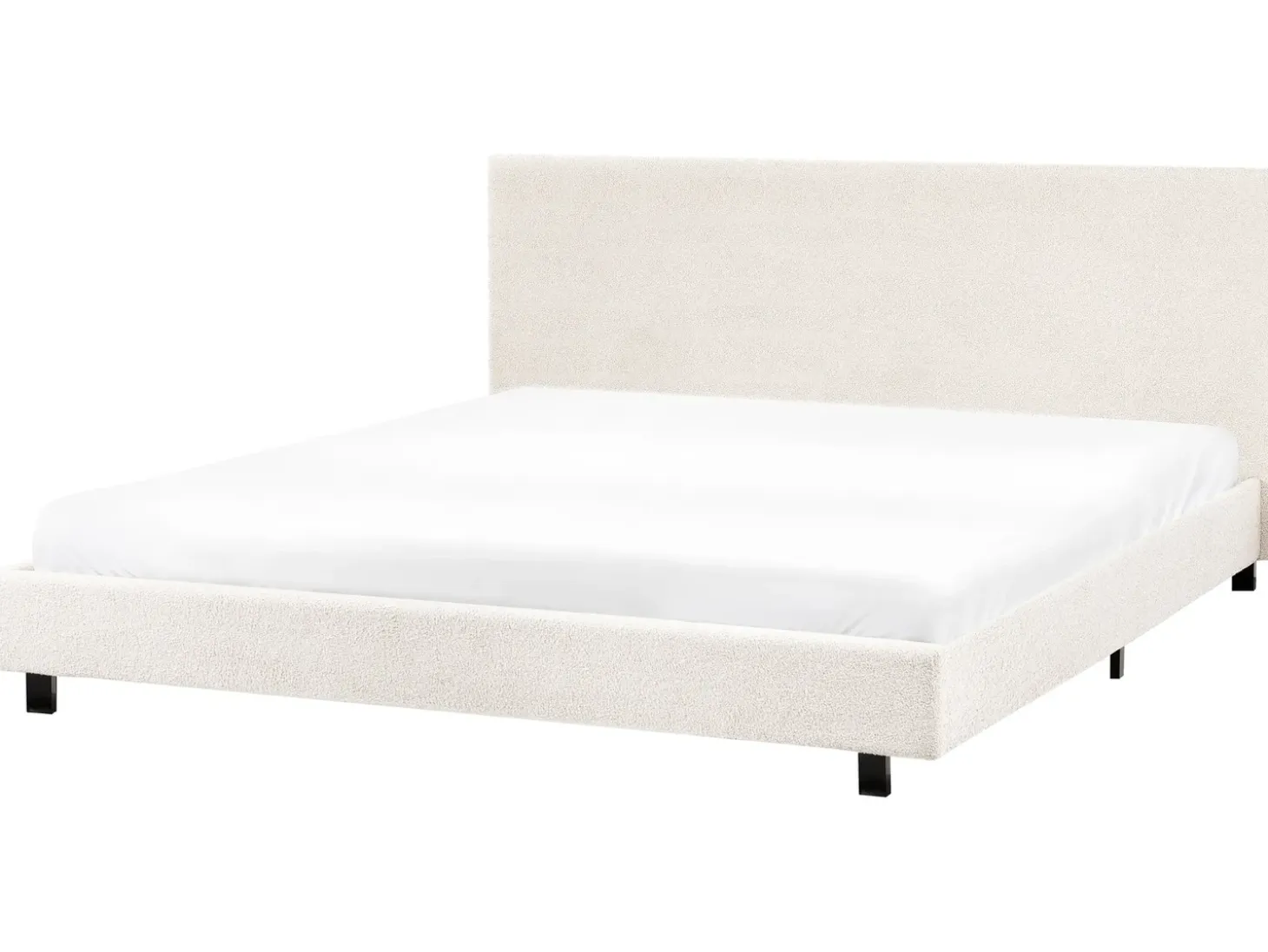 Boucle ALBI 180 x 200 cm Złamana biel Łóżka Tapicerowane|Łóżka Podwójne