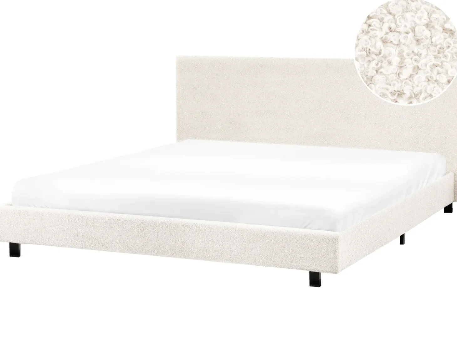 Boucle ALBI 180 x 200 cm Złamana biel Łóżka Tapicerowane|Łóżka Podwójne