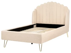 Discount Łóżko Boucle AMBILLOU 120 x 200 cm Beżowy Łóżka Tapicerowane|Łóżka Podwójne
