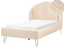 Discount Łóżko Boucle AMBILLOU 120 x 200 cm Beżowy Łóżka Tapicerowane|Łóżka Podwójne
