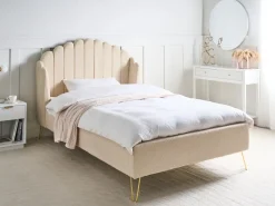 Discount Łóżko Boucle AMBILLOU 120 x 200 cm Beżowy Łóżka Tapicerowane|Łóżka Podwójne