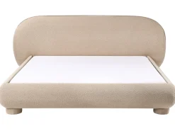 Best Łóżko Boucle BAYEL 180 x 200 cm Beżowoszary Łóżka Tapicerowane|Łóżka Podwójne