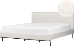 Sale Łóżko Boucle CORIO 180 x 200 cm Złamana biel Łóżka Tapicerowane|Łóżka Podwójne