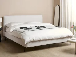 Sale Łóżko Boucle CORIO 180 x 200 cm Złamana biel Łóżka Tapicerowane|Łóżka Podwójne