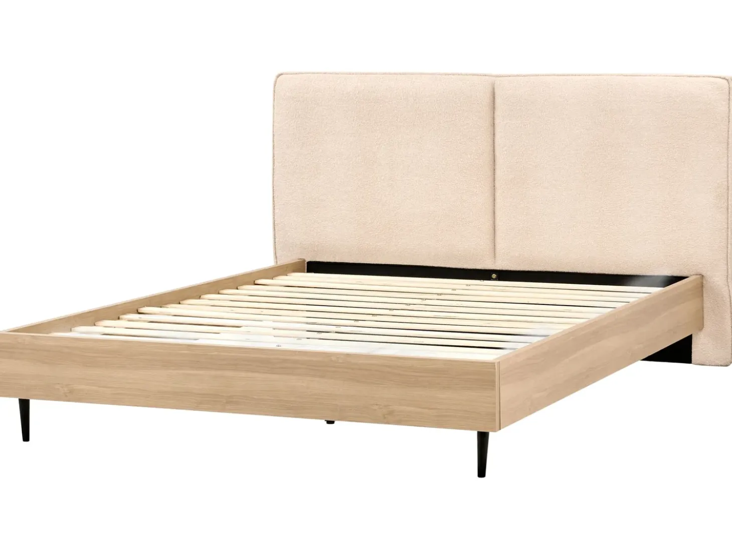 Best Łóżko Boucle IZERNORE 180 x 200 cm Beżowy Łóżka Tapicerowane|Łóżka Podwójne