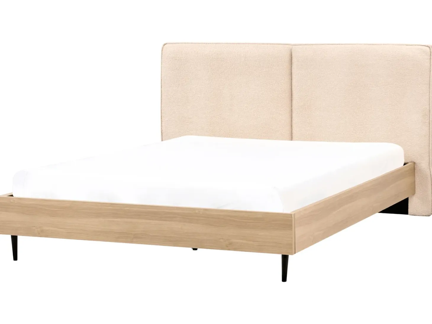 Best Łóżko Boucle IZERNORE 180 x 200 cm Beżowy Łóżka Tapicerowane|Łóżka Podwójne