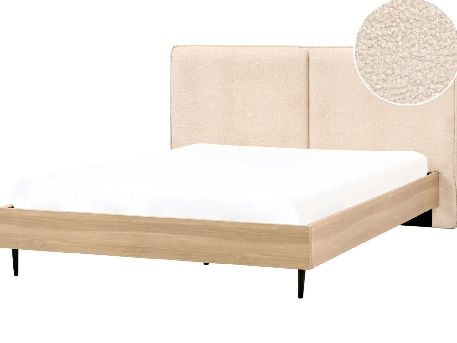Best Łóżko Boucle IZERNORE 180 x 200 cm Beżowy Łóżka Tapicerowane|Łóżka Podwójne