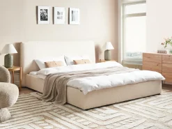 Hot Boucle LAVAUR 180 x 200 cm Złamana biel Łóżka Tapicerowane|Łóżka Podwójne