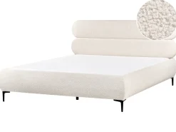 Discount Łóżko Boucle LESSAY 180 x 200 cm Złamana biel Łóżka Tapicerowane|Łóżka Podwójne
