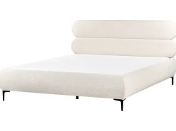 Discount Łóżko Boucle LESSAY 180 x 200 cm Złamana biel Łóżka Tapicerowane|Łóżka Podwójne