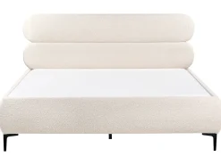 Discount Łóżko Boucle LESSAY 180 x 200 cm Złamana biel Łóżka Tapicerowane|Łóżka Podwójne