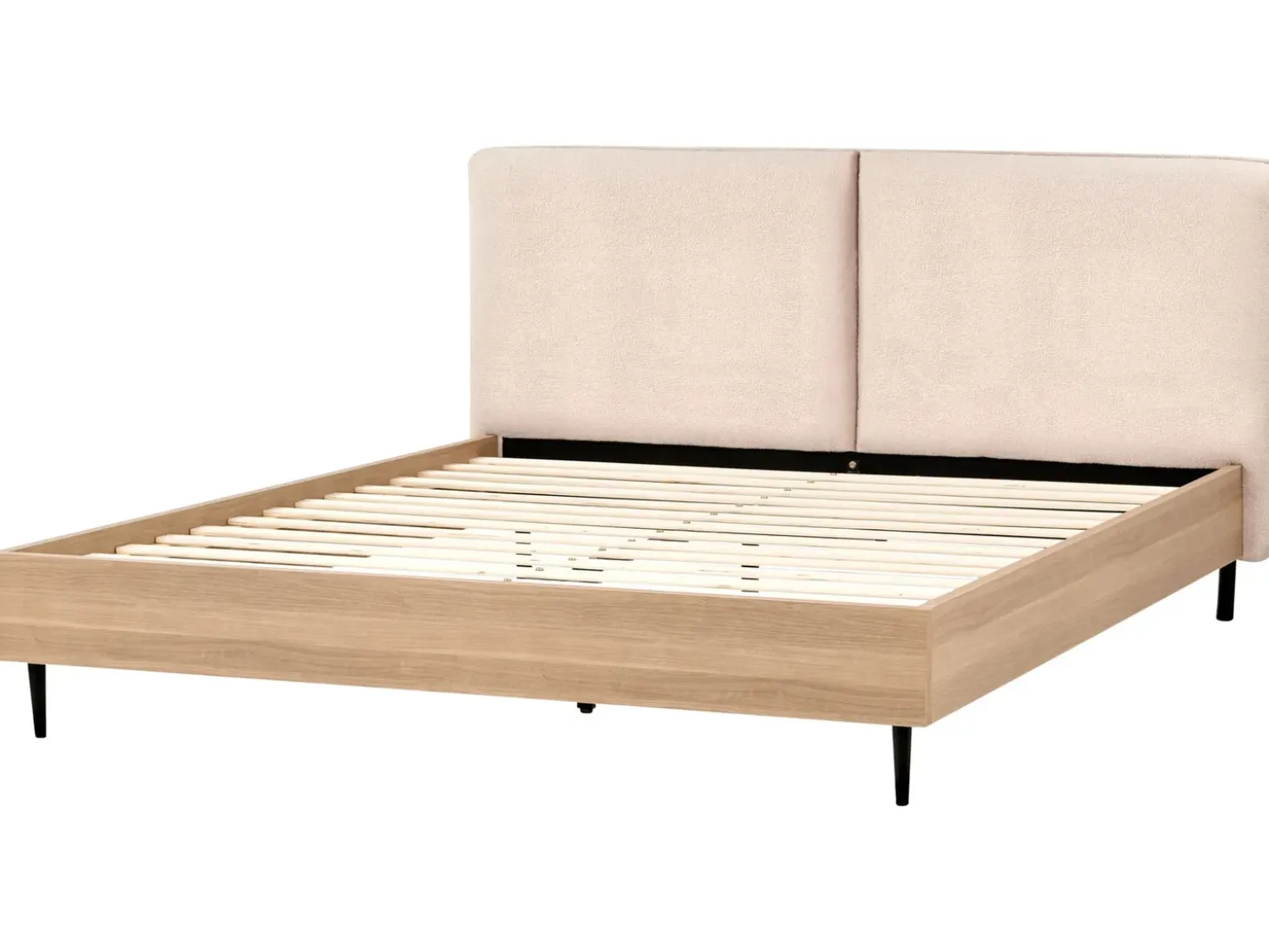 Clearance Łóżko Boucle LIMANTON 180 x 200 cm Beżowy Łóżka Tapicerowane|Łóżka Podwójne