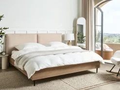 Clearance Łóżko Boucle LIMANTON 180 x 200 cm Beżowy Łóżka Tapicerowane|Łóżka Podwójne