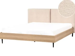 Clearance Łóżko Boucle LIMANTON 180 x 200 cm Beżowy Łóżka Tapicerowane|Łóżka Podwójne