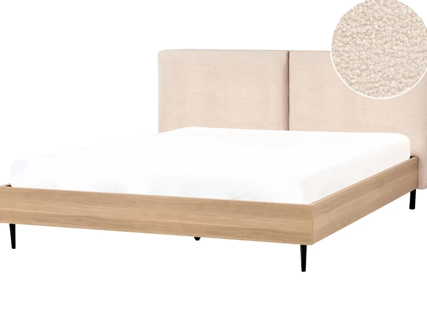 Clearance Łóżko Boucle LIMANTON 180 x 200 cm Beżowy Łóżka Tapicerowane|Łóżka Podwójne