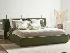 Online Boucle LINARDS 180 x 200 cm Ciemno Łóżka Tapicerowane|Łóżka Podwójne