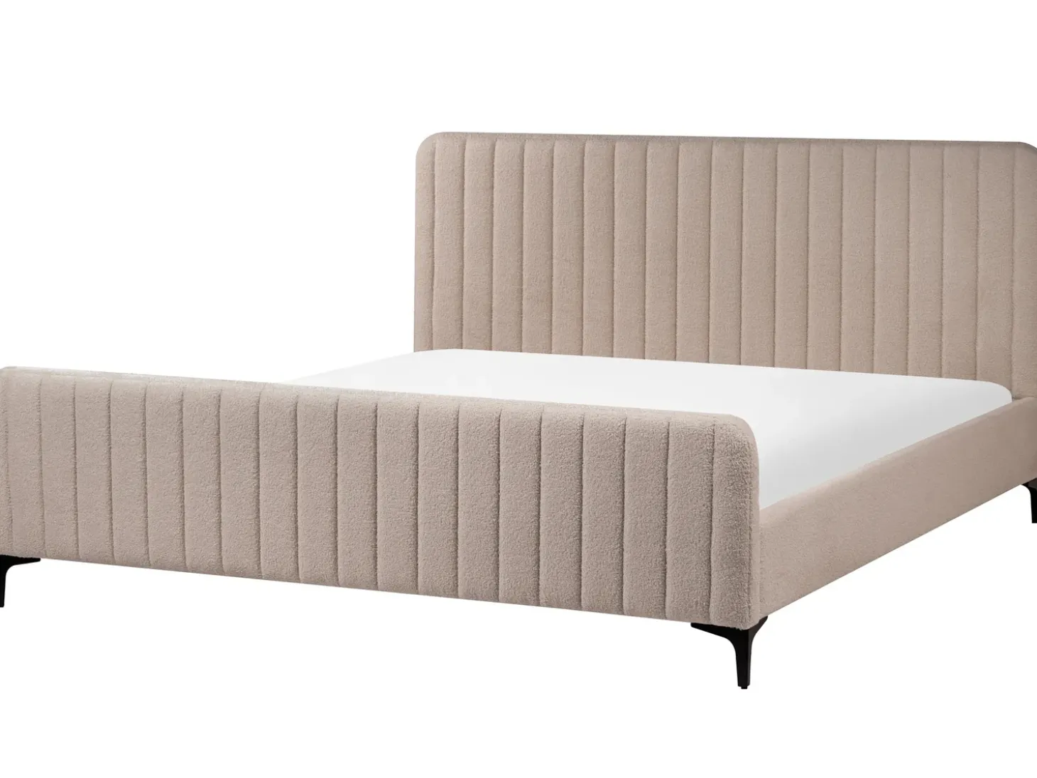 Online Boucle LUNAN 180 x 200 cm Beżowoszary Łóżka Tapicerowane|Łóżka Podwójne