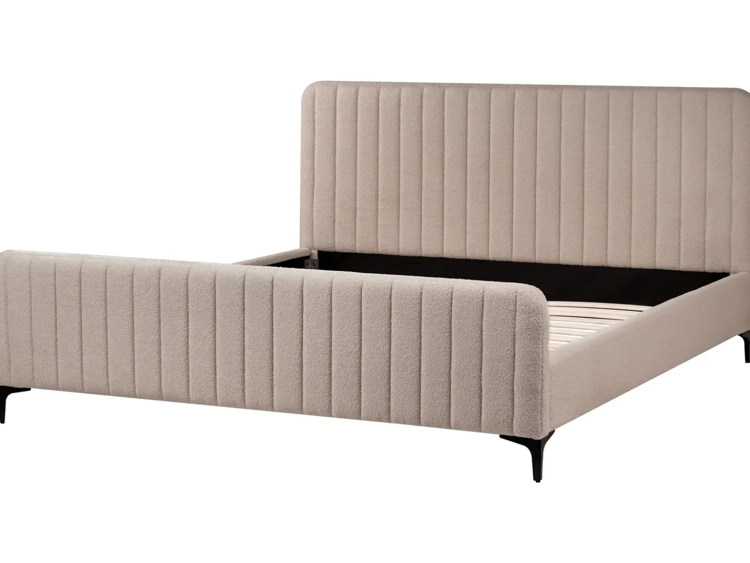 Online Boucle LUNAN 180 x 200 cm Beżowoszary Łóżka Tapicerowane|Łóżka Podwójne