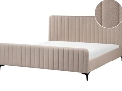 Online Boucle LUNAN 180 x 200 cm Beżowoszary Łóżka Tapicerowane|Łóżka Podwójne