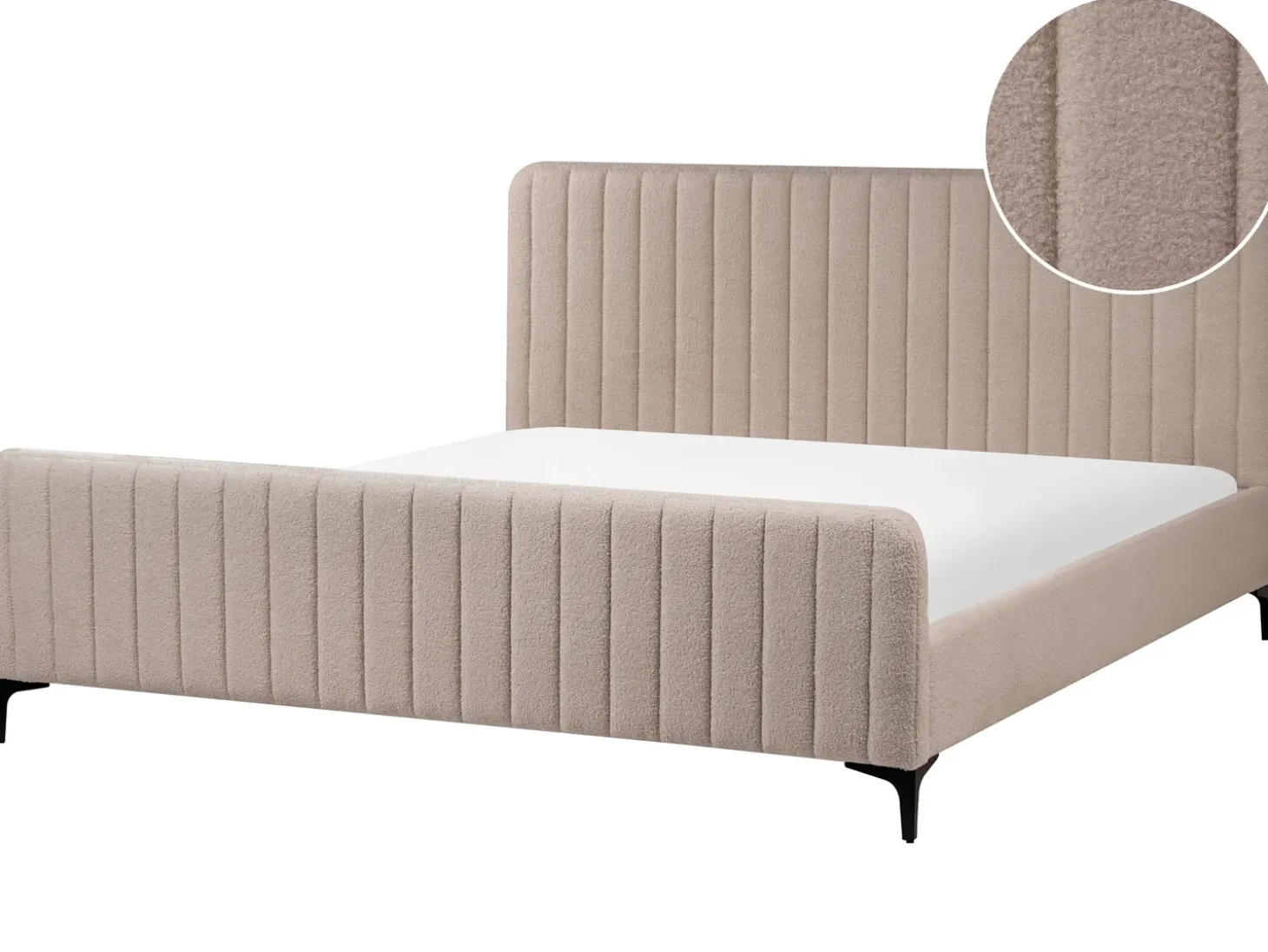 Online Boucle LUNAN 180 x 200 cm Beżowoszary Łóżka Tapicerowane|Łóżka Podwójne