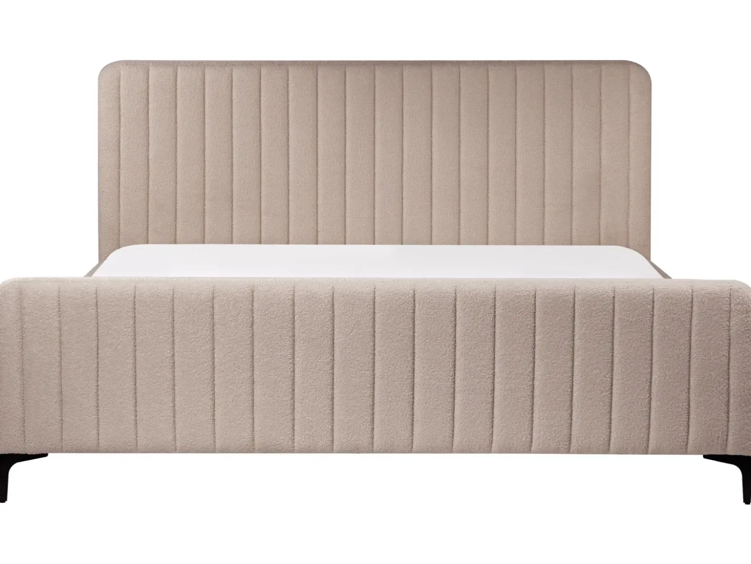 Online Boucle LUNAN 180 x 200 cm Beżowoszary Łóżka Tapicerowane|Łóżka Podwójne