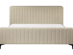Outlet Boucle LUNAN 180 x 200 cm Beżowy Łóżka Tapicerowane|Łóżka Podwójne