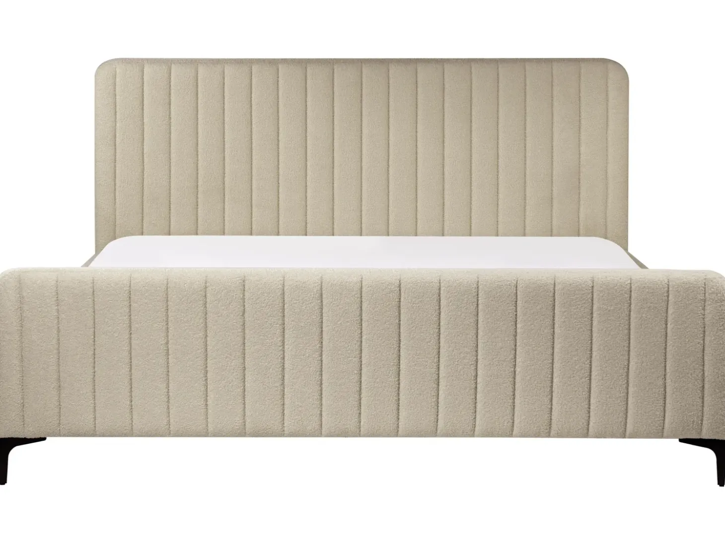 Outlet Boucle LUNAN 180 x 200 cm Beżowy Łóżka Tapicerowane|Łóżka Podwójne