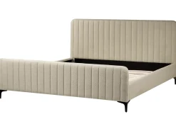 Outlet Boucle LUNAN 180 x 200 cm Beżowy Łóżka Tapicerowane|Łóżka Podwójne