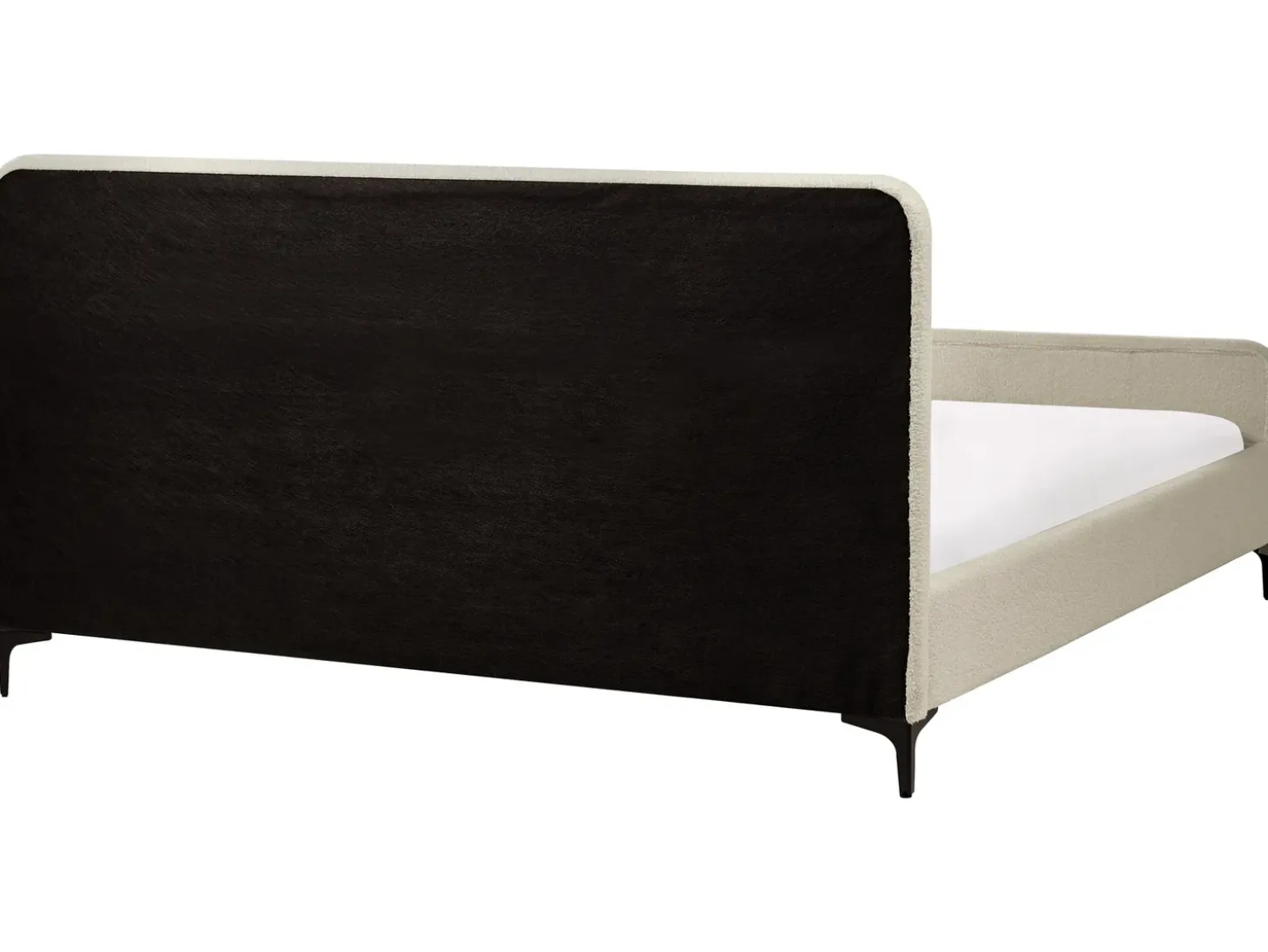 Outlet Boucle LUNAN 180 x 200 cm Beżowy Łóżka Tapicerowane|Łóżka Podwójne