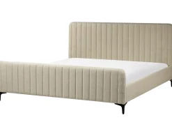 Outlet Boucle LUNAN 180 x 200 cm Beżowy Łóżka Tapicerowane|Łóżka Podwójne