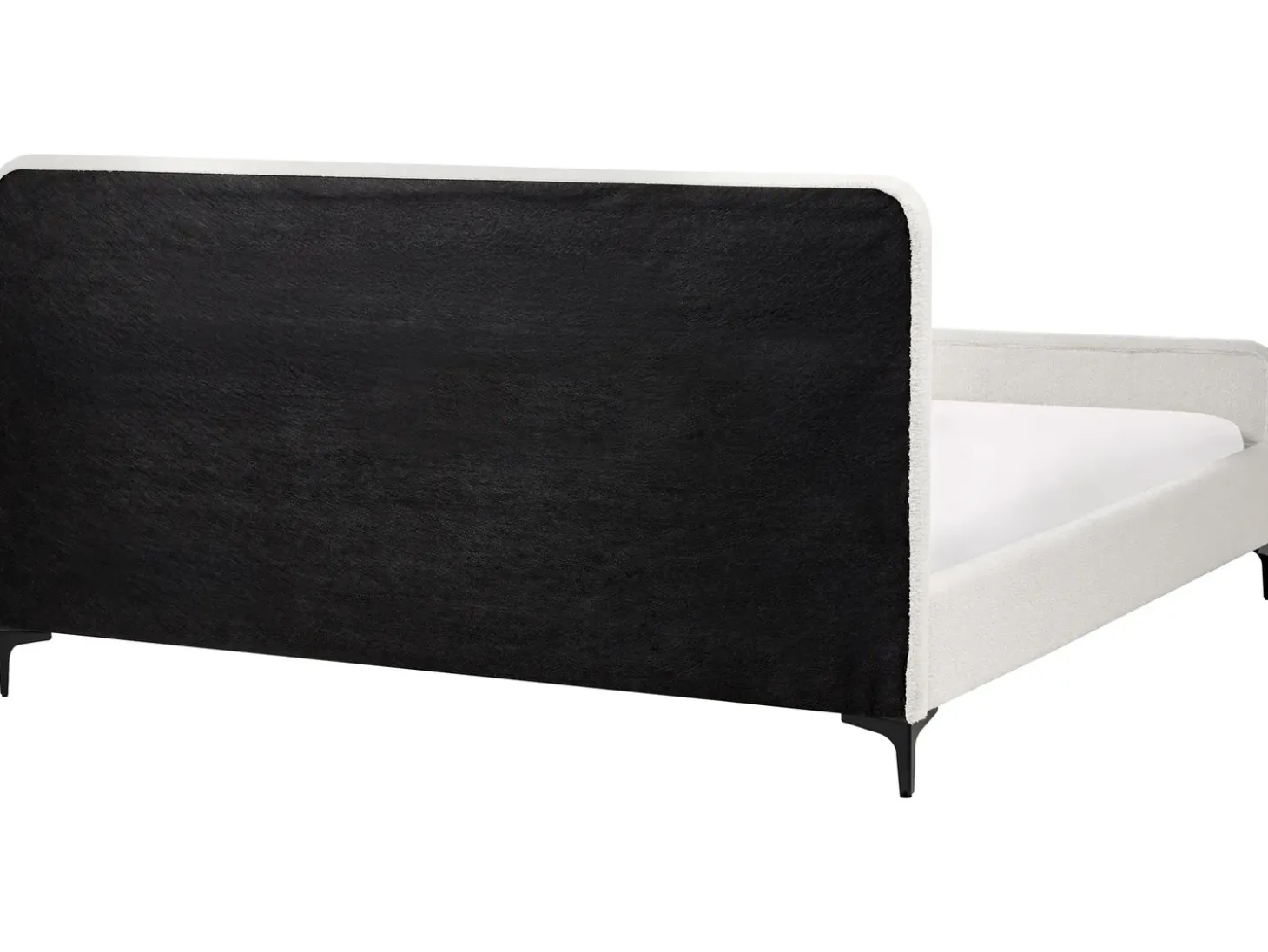 Sale Boucle LUNAN 180 x 200 cm Złamana biel Łóżka Tapicerowane|Łóżka Podwójne