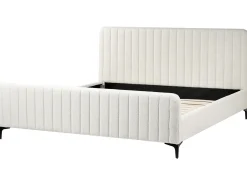 Sale Boucle LUNAN 180 x 200 cm Złamana biel Łóżka Tapicerowane|Łóżka Podwójne