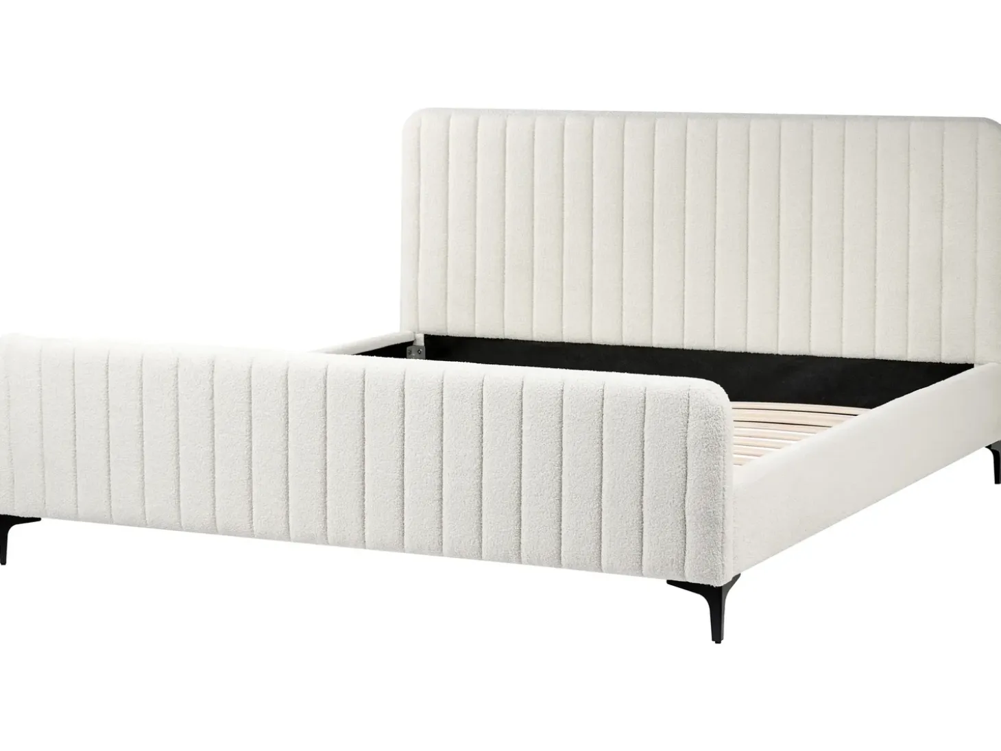 Sale Boucle LUNAN 180 x 200 cm Złamana biel Łóżka Tapicerowane|Łóżka Podwójne