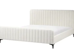Sale Boucle LUNAN 180 x 200 cm Złamana biel Łóżka Tapicerowane|Łóżka Podwójne
