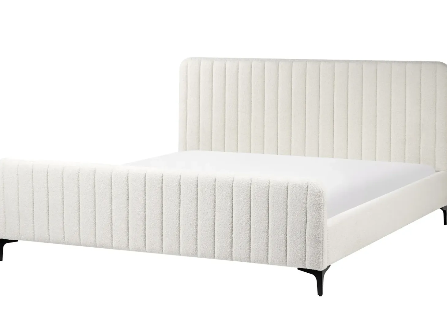 Sale Boucle LUNAN 180 x 200 cm Złamana biel Łóżka Tapicerowane|Łóżka Podwójne
