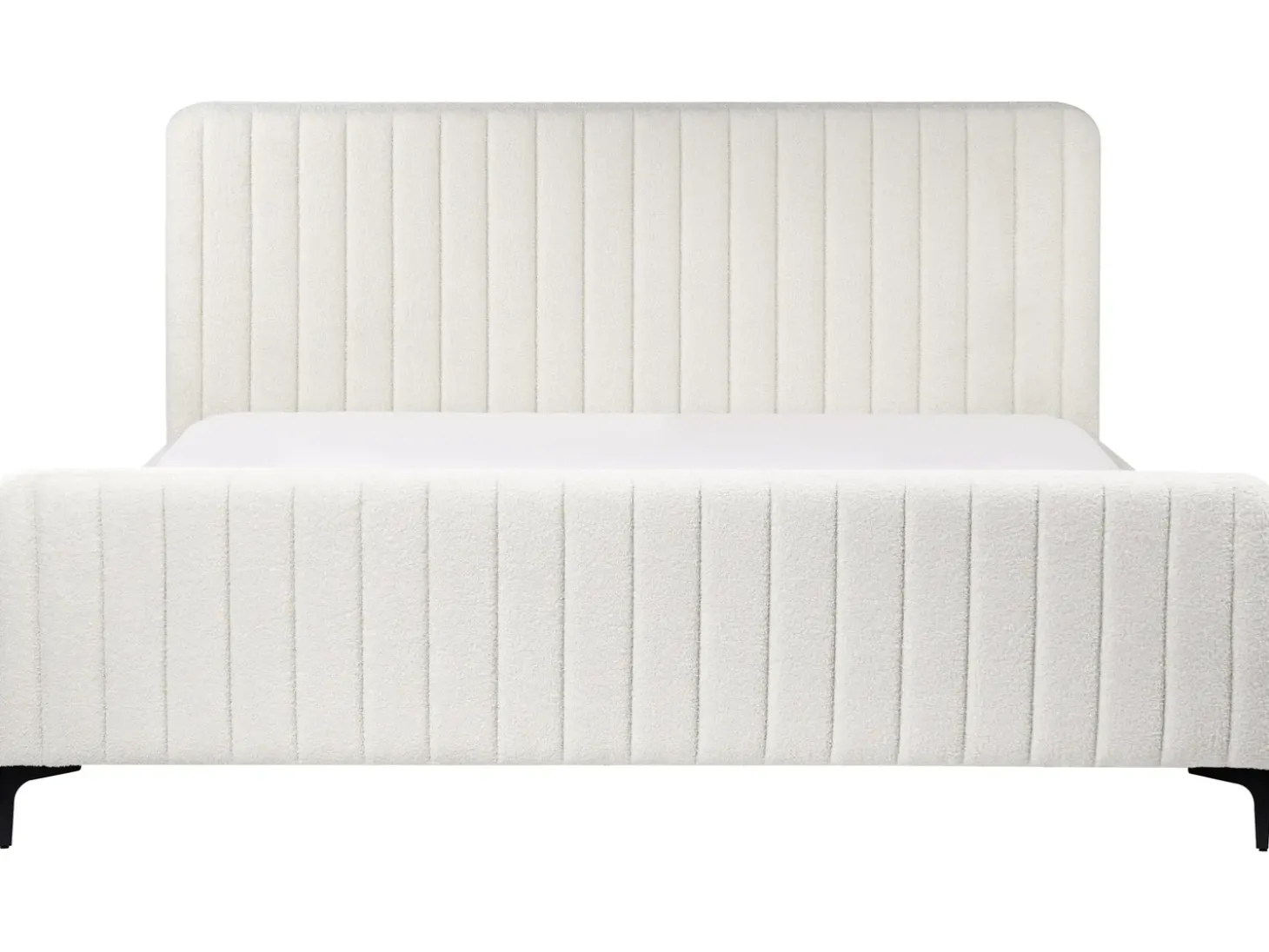 Sale Boucle LUNAN 180 x 200 cm Złamana biel Łóżka Tapicerowane|Łóżka Podwójne
