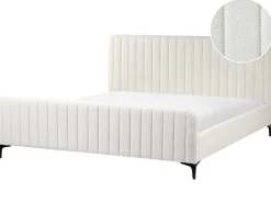 Sale Boucle LUNAN 180 x 200 cm Złamana biel Łóżka Tapicerowane|Łóżka Podwójne