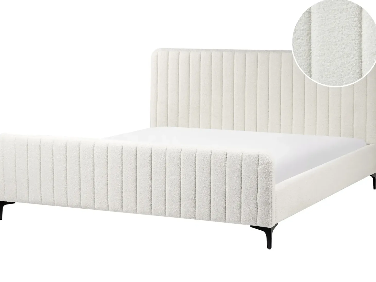 Sale Boucle LUNAN 180 x 200 cm Złamana biel Łóżka Tapicerowane|Łóżka Podwójne