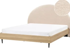 Best Łóżko Boucle MILLAY 180 x 200 cm Beżowy Łóżka Tapicerowane|Łóżka Podwójne