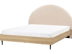 Best Łóżko Boucle MILLAY 180 x 200 cm Beżowy Łóżka Tapicerowane|Łóżka Podwójne