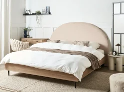 Best Łóżko Boucle MILLAY 180 x 200 cm Beżowy Łóżka Tapicerowane|Łóżka Podwójne