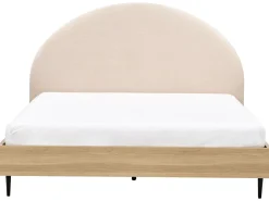 Best Łóżko Boucle MILLAY 180 x 200 cm Beżowy Łóżka Tapicerowane|Łóżka Podwójne
