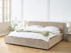 Online Łóżko Boucle MIRANDE 180 x 200 cm Beżowoszary Łóżka Tapicerowane|Łóżka Podwójne