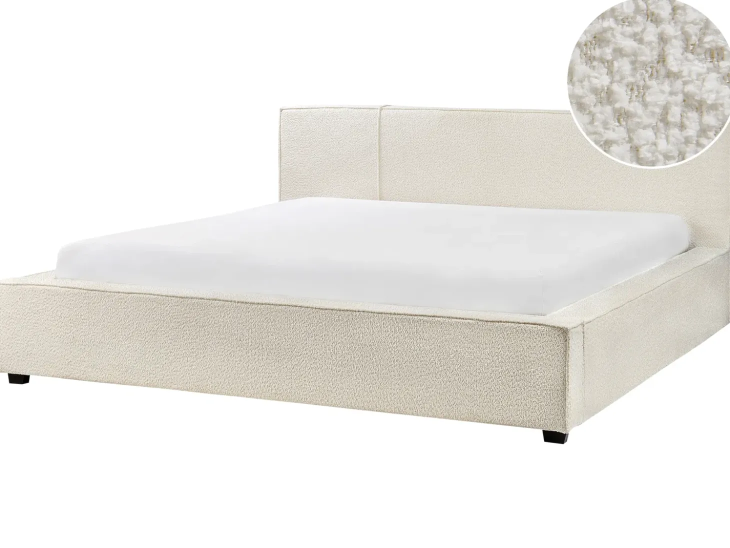 Best Łóżko Boucle MIRANDE 180 x 200 cm Złamana biel Łóżka Tapicerowane|Łóżka Podwójne