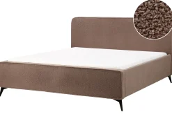 Online Łóżko Boucle VALOGNES 180 x 200 cm Brązowy Łóżka Tapicerowane|Łóżka Podwójne