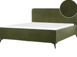 Discount Łóżko Boucle VALOGNES 180 x 200 cm Ciemnozielony Łóżka Tapicerowane|Łóżka Podwójne