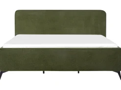 Discount Łóżko Boucle VALOGNES 180 x 200 cm Ciemnozielony Łóżka Tapicerowane|Łóżka Podwójne